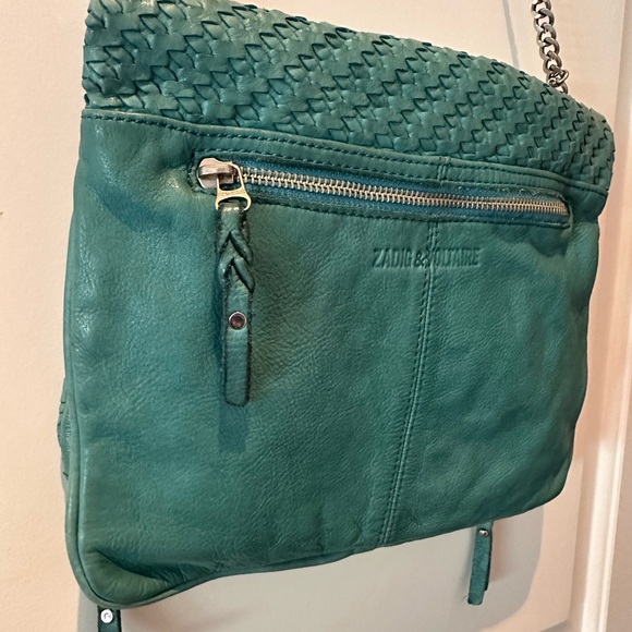💙 Zadig & Voltaire Woven Leather Shoulder Bag – Teal 💙 - Picture 6 of 11